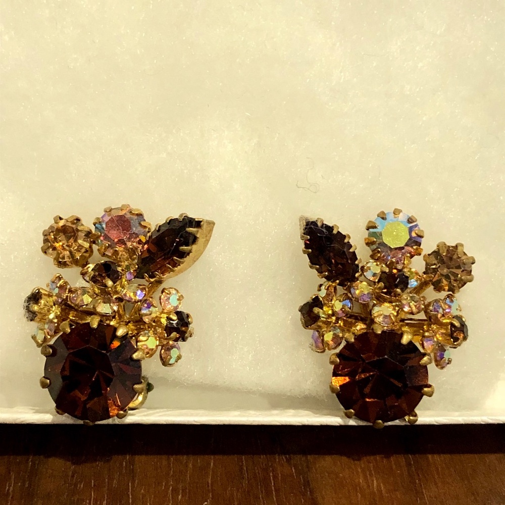Vintage multicolored clip earrings